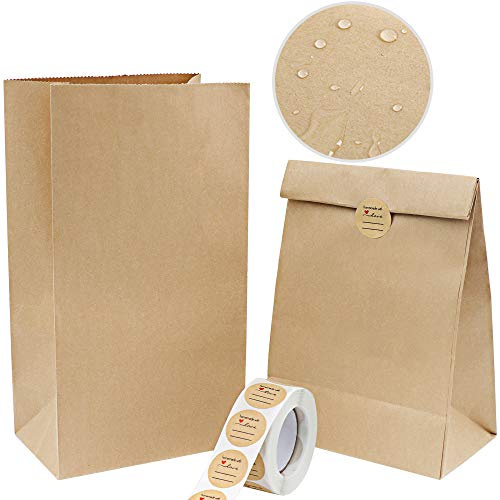 Vandicka 100Pcs Papiertüten Braun 21.5x12x7 cm Kraftpapiertüten Geschenktüten, Essenstüten, Brottüten, Papiertüten Adventskalender, Geburtstag Hochzeit Weihnachten Geschenkverpackung