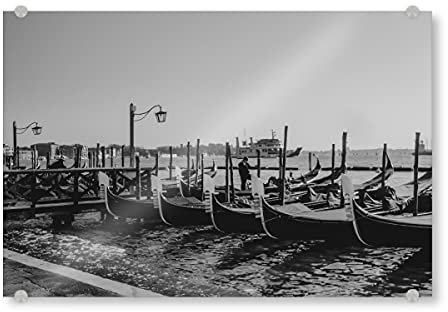 artboxONE Acrylglasbild 30x20 cm Reise Venedig SchwarzWeiß Bild hinter Acrylglas - Bild Venice City Europe