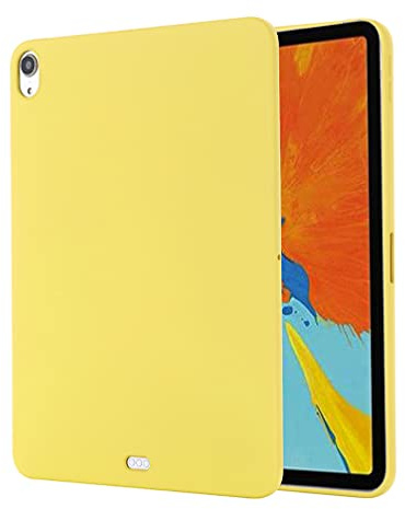BRAND SET Handyhülle für iPad Air (2020) 10.9 Silikon Hülle, mit Mikrofasertuch Futterkissen Soft Touch Schutzhülle für iPad Air (2020) 10.9-Gelb