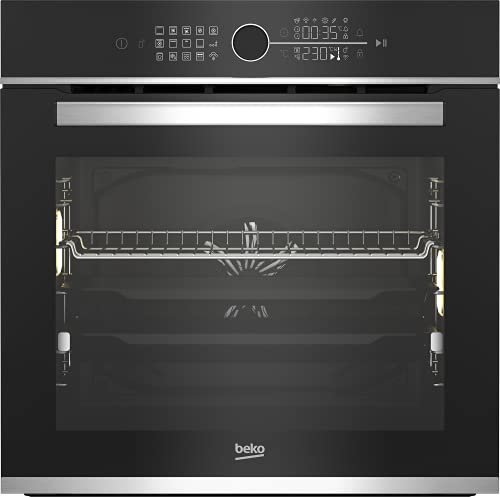 Beko BBIM13400XS Forno da incasso con 13 tipi di riscaldamento, volume 71 l, PizzaPro, display animato, pulsanti del sensore e selettore girevole, estraibile, SoftClose, nero/acciaio inossidabile