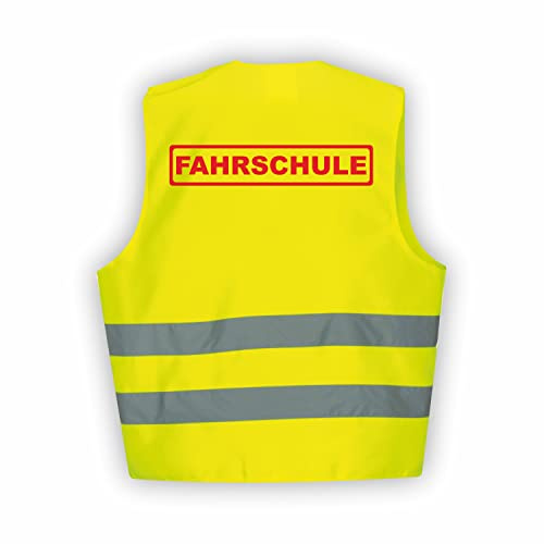 Fassbender-Druck WARNWESTEN - Sicherheitsweste GELB Warnweste nach EN ISO 20471 zertifiziert - Warn Weste für FAHRSCHULE- Unisex mit hochwertigem Reflektorstreifen