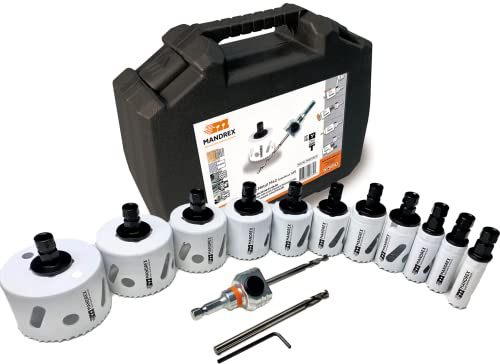 Mandrex | Lochsägen Set MHSD1003D SpeedXcut 15-teilig Bi-Metall 8% Kobaltlegierung, 45 mm Schnitttiefe, für Edelstahl | Ø 20-76 mm