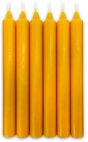 LAMARE Bougie Miel d'Abeille Naturel 100% Pure Cire d'Abeille (Lot de 6, 20 cm de longueur - 2 cm de diamètre) - SANS PARAFFINE - 100% fait main et naturel