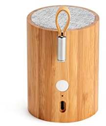 Gingko Design Drum Light Bluetooth Speaker, and incredible sound, long lasting rechargeable battery, USB-C cable included, (True Wireless Pairing) TWS function, Indoor/Outdoor, strong bass (Bamboo)