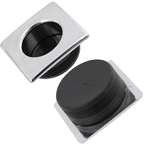 AERZETIX - Juego de 2 Tiradores Empotrados Cuadrados 42x42mm Ø35mm - para Mueble Puerta Armario Alacena Cajón Decoración Interior Cocina Salón - en Plástico - Acabado Cromo