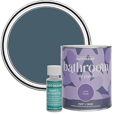 Rust-Oleum wasserfeste dunkelblau Fliesenfarbe für Badezimmer in Seidenglanz Finish - Blaupause 750ML