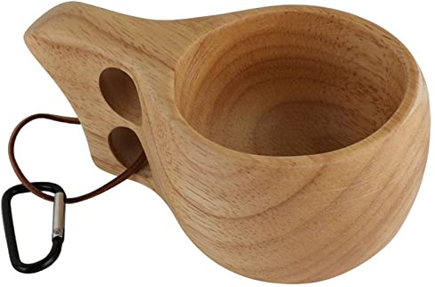 YUMILI Wooden Cup, Rubber Wood Double Hole Cup, Coffee Cup Water Cup Custom Wooden Cup for Coffee Tea Milk, 170 ml