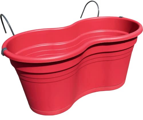 Doppia fioriera Balcone Pendente Completa Fioriera Reling - Lampone - 37 x 20 x 17 cm