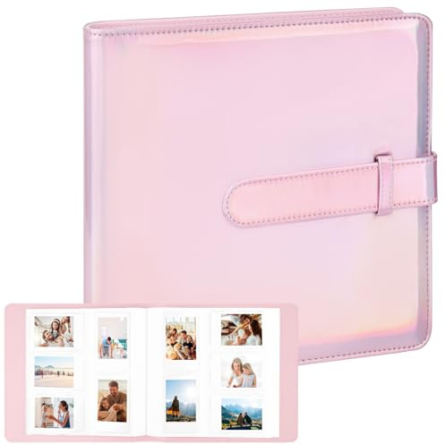 Ruibytree Album Fotografico da 360 Foto per Instax Mini, Magico Rosa | Copertina Rigida in Pelle PU, Pagine Senza Acidi, Caricamento Laterale, Tasche da 6 × 9 cm, Mini e Leggero, Grande capacità