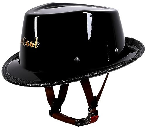 Retro-Helm Im Cowboyhut-Stil Für Motorräder, ECE-Zugelassen, Retro-Halbgesichtshelm, Dünne Schädelkappe, Halbhelm Für Erwachsene, Männer, Frauen, Cruiser, Roller, Chopper D,L(59-60cm)