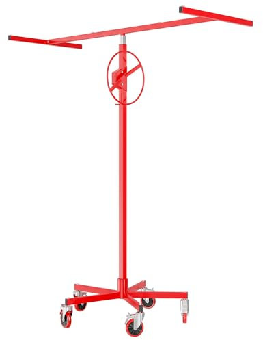 Wiltec Plattenheber bis max. 68 kg, Höhe 196-330 cm, Montagehilfe für Trockenbau, Paneelheber mit 5 Rädern mit Feststellbremse