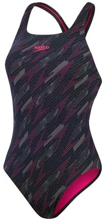 Speedo HyperBoom Allover Medalist Costume da Bagno per Donna, Nero/Rosa, 42