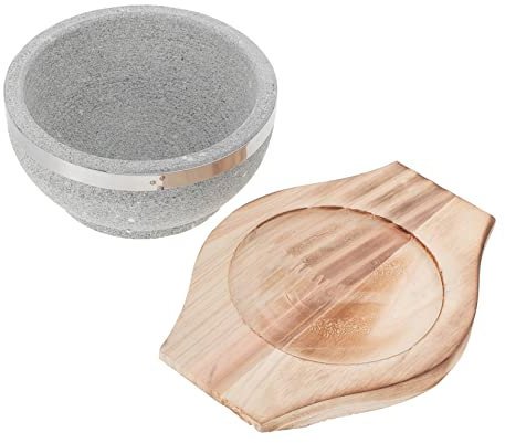 Cabilock Bol en Pierre pour Bibimbap Base en Bois, Maintien au Chaud