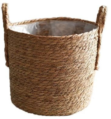 Kopinma Seegras Blumentopf Korbübertopf, Natürliche Handgewebte Pflanztöpfe mit Auslaufsicherem Kunststofffutter, Für Garten, Wohnzimmer, Balkon, Heimdekoration, Durchmesser von 25 cm