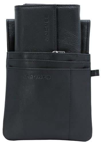 J.Jones - 2er Set Kellnerbörse/Taxibörse mit Gürteltaschen-Etui - Leder - Schwarz