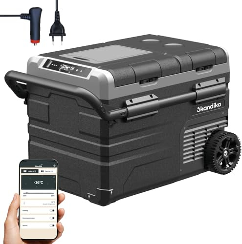 Skandika fryslåda Routa 35 L | kompressor kylbox +20° till -20 °C | appkontroll, 2 zoner, bilkylskåp med 2 fack, tyst, eko-mode | campingkylskåp för bil, lastbil, buss, campare
