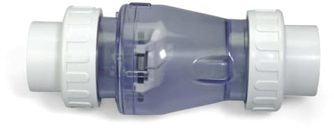 Rückschlagventil Ø 63 mm - Transparentes PVC Feder-Rücklaufventil mit beidseitiger Klebemuffe - Robustes hängendes Ventil für Pool Sandfilteranlagen Teich und Aquaristik