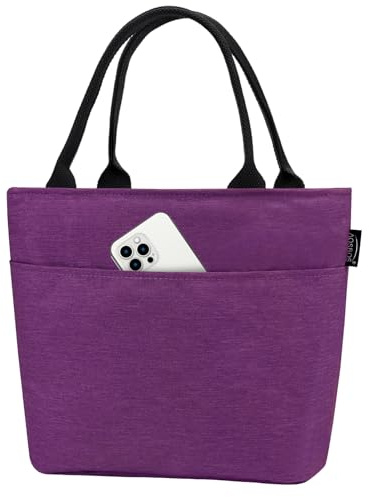 Aosbos Borsa Termica Pranzo Ufficio Borsa Frigo Cibo Lavoro Borsa Pranzo Isolata Portatile Borsetta Termica Piccola Donna, Viola