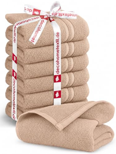 DecoHomeTextil 6 Gästetücher 30x50 cm Beige | 100% Baumwolle, Frottier, hochwertig, kuschelweich und saugstark