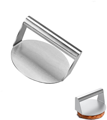 Prensa de Hamburguesas de Acero Inoxidable,5.51 Pulgadas Redonda Resistente Aplastador de Hamburguesas Plancha Superior Plana Parrilla Antiadherente Tocino Carne Molida Salchicha Utensilios de Cocina