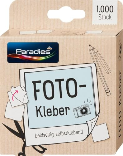 Paradies Foto-Kleber, 1000 Stück, beidseitig selbstklebend für Fotos, Postkarten, Belege