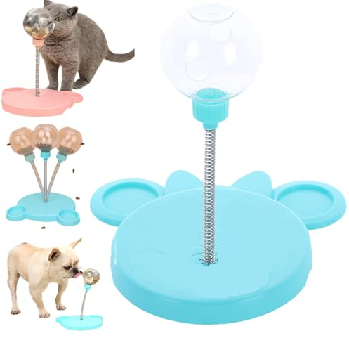 Donubiiu Wackelndes Hunde Leckerli Spielzeug, Snackball Hund, Futterball für Hunde Interaktive Spielzeug, Leckerbissen-Ball Haustier-Futterautomat Spielzeug (Blau)