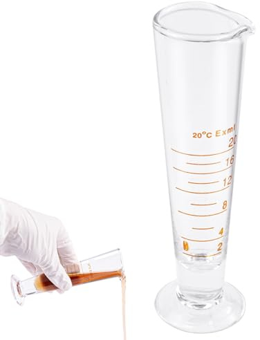 Graduated Cylinder, Glass Conical Beaker, Lab Graduated Measuring Cup With Spout Wide Mouth, Liquid Dispenser for Laboratory and School (20ml)