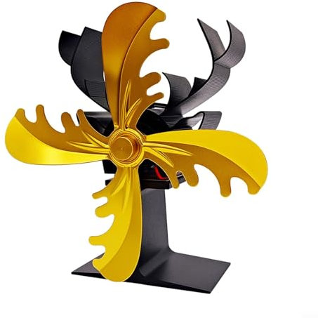 Sleek Design 4 Blade Stove Fan Promotes Better Airflow and Comfortable Living Spaces (gold)