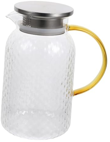 ROMISBABA Jarra de Vidrio Transparente para Agua Fría Enfriador Resistente al Calor con Diseño Elegante Recipiente Grande para Bebidas Casa y Oficina