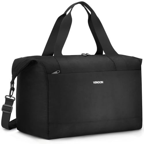 VSNOON Easyjet Handgepäck 45x36x20, 32L Faltbare Weekender Reisetasche für Männer Frauen, wasserdichte Handgepäck Tasche Wizzair Lufthansa, Weekender Reisetasche für Reise, Wochenende, Gym, Schwarz