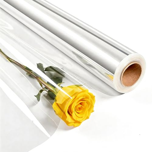 43 CM x 30 M, 3 Mil Cellophane per Imballaggio, Carta Regalo Rotolo, Sacchetti Trasparenti per Confezioni, Ideale per Bouquet di Fiori, Cesti Regalo, Decorazioni per Feste e Progetti DIY (1, 43cm)