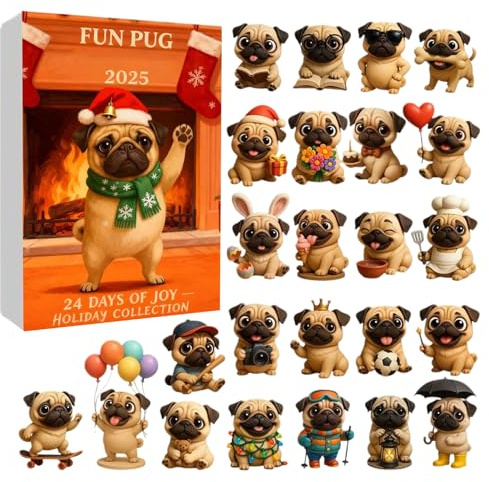 Adventskalender leksaker - 2D souvenir hund hänge - 24 dagars nedräkningskalender, för dotter, systerdotter, barnbarn, familj, studenter, skolväska, väska