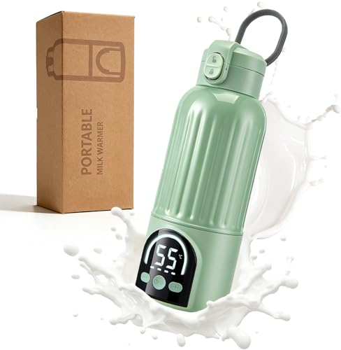 Calentador de biberones para bebé, calentador de biberones con batería de 12000 mAh, capacidad de 500 ml, protección para niños, calentador de biberones portátil para llevar, 140 W, calentamiento