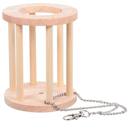 Didiseaon Rabbit Feeder Rack Wooden Food Manger Food Dispenser Easy to Clean Reduces Waste Wood Metal Chain Small Animal Feeding for Guinea Pigs and Rabbits