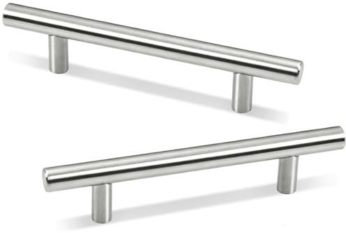 12Pcss Tiradores Puerta Corredera Armario con Tornillos, Puxadores Cajón Cozinha 160mm Distancia Orificios, Manijas Armarios Muebles Cocina T-Barra, Tirador Cajones Exterior Acero Inoxidable Plateado