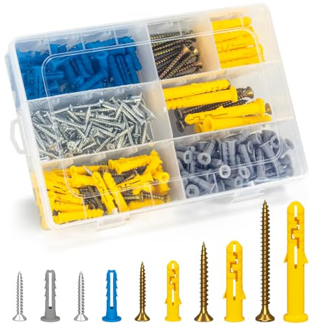 TUOLNK 270Pcs Wall Plugs & Screws Kit, 5‑Size Anchors with Storage Case