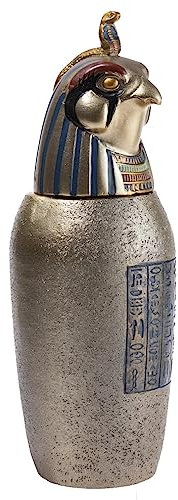 lachineuse - Jarrón canope Horus - Jarrón egipcio decorativo de 21 cm - Objeto decorativo egipto antiguo - Figura de faraón con cabeza de halcón - Idea de regalo para decoración de urna - Color bronce