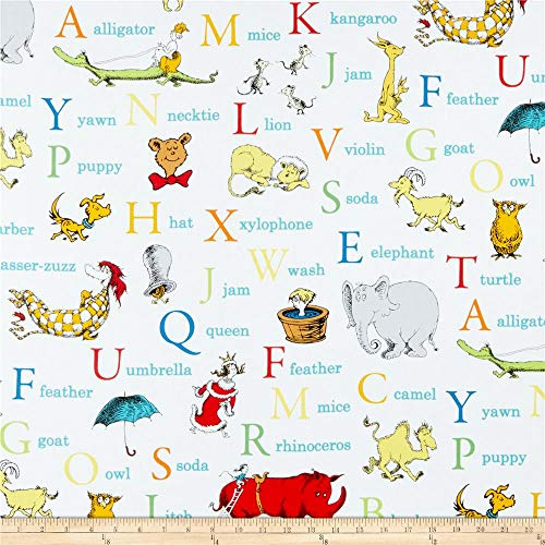 Robert Kaufman Dr. Seuss ABC Alphabet Words Adventure Quilting Fabric by The Yard
