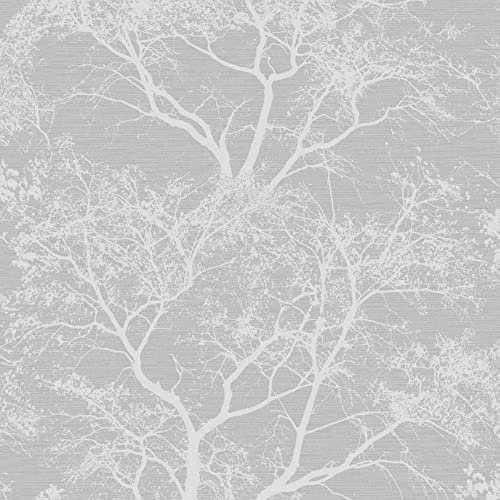 Holden Decor Statement Wallpaper Whispering Trees Silver 65401 Full Roll