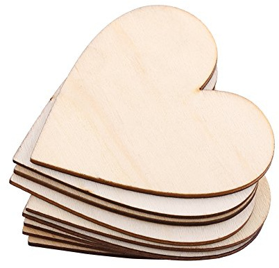 Holzherzen, Leere Naturholzscheiben Streudeko Herzen für DIY Hochzeit Dekoration(80mm 10pcs)