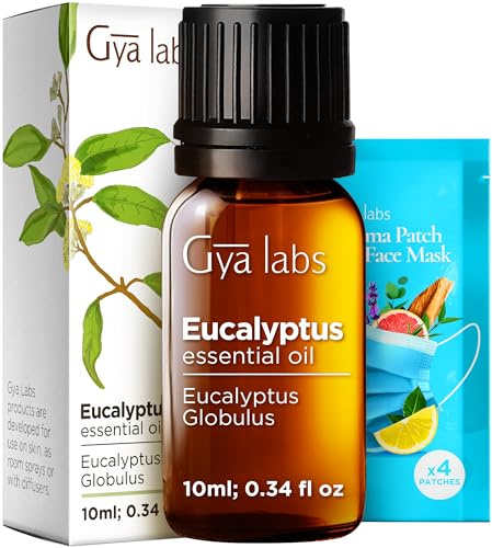 Gya Labs Ätherisches Eukalyptusöl für Diffuser - Natürlicher, frischer, kühlender Duft - Ätherisches Eukalyptusöl für Aromatherapie, Luftbefeuchter, Haut und Kerzenherstellung - 100% natürlich (10 ml)