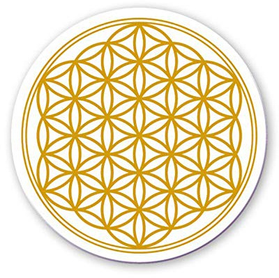 Untersetzer für Flasche oder Krug - Blume des Lebens Mandala Gold, Durchmesser 140mm
