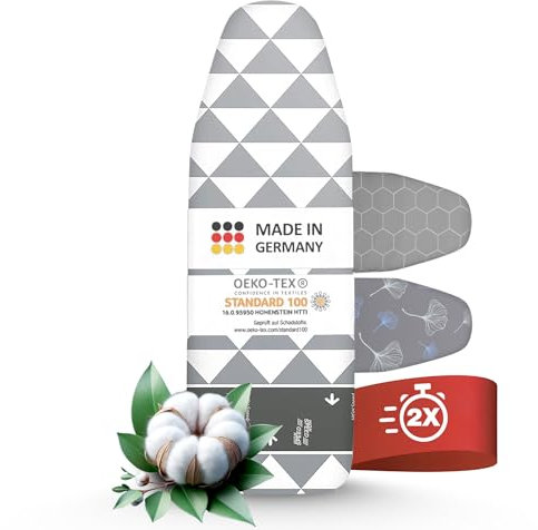 arteneur® - Made in Germany Bügelbrettbezug 140x40 | Hitzereflektierend | Gummizug | Gleitzone | OEKOTEX100 | 4 Größen | Bügelbrettbezug für Dampfbügelstation und Dampfbügeleisen | Bügeltischbezug XL