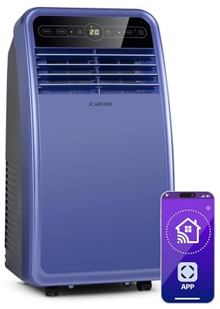 Klarstein Metrobreeze New York Smart 7k - Aire Acondicionado Portátil 7000 BTU, 21-34 m², Control App & WiFi, Ventilador 3 Velocidades, Deshumidificador, Temporizador 24h, Clase Energética A, Morado