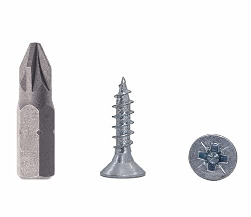 Lot de 400 vis à bois en acier zingué 4,5 x 20 mm, vis à panneaux d'aggloméré, vis Pozi universelle, filetage total PZ, tête fraisée (400, 4,5 x 20 mm)