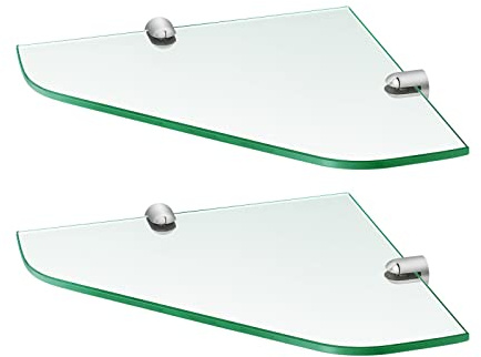 S'AFIELINA Duschablage Glas Eckablage 23x23cm Hartglas 2 Stück | Glasablage Dusche für Badezimmer, Eckablage Glas Wandmontage, 6mm Sicherheitsglas für Shampoo und Seife