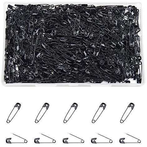 Hocansen 500 Stück Sicherheitsnadeln 20mm klein Mini Sicherheitsnadeln aus Metall für Nähen und Basteln Zubehör(Schwarz/BZ)