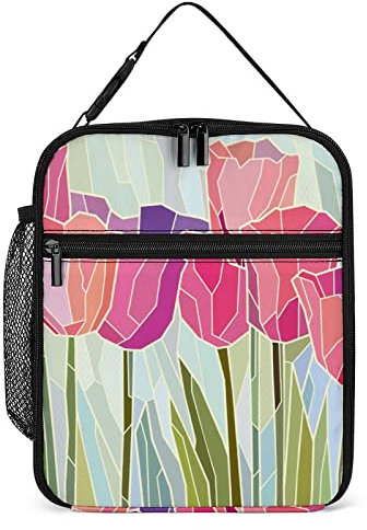 Pranzo al sacco con ani rosa Pranzo al sacco riutilizzabile per uomini Donne Lavoro Contenitore per il pranzo con piccoli fiori d'arte isolato per pic-nic da lavoro per adulti unisex