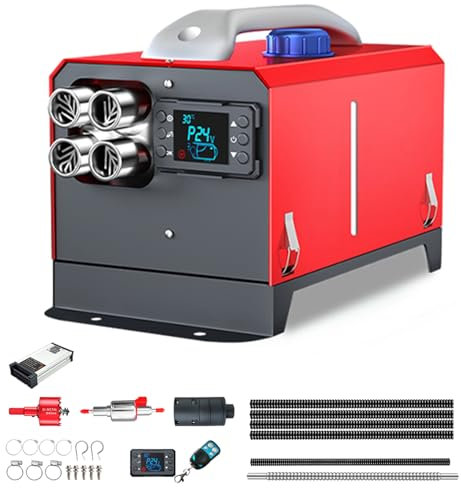 FVTVHEV Calentador de Aire Diesel 5000W, Calentador de Vehículos Diesel 24V, Calefacción Estacionaria Diesel Portátil con Monitor LCD para Camión Autobus Barco RV con Mando a Distancia