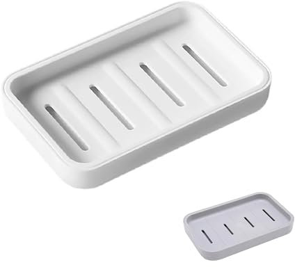Senshuomy Soap Box, Soap Dish, Soap Dishes for Bathroom, Plastic Draining Soap Dishe, Plastic Draining Soap Dishes, Keep Soap Dry, for Shower Bathroom Kitchen Easy Cleaning (White)